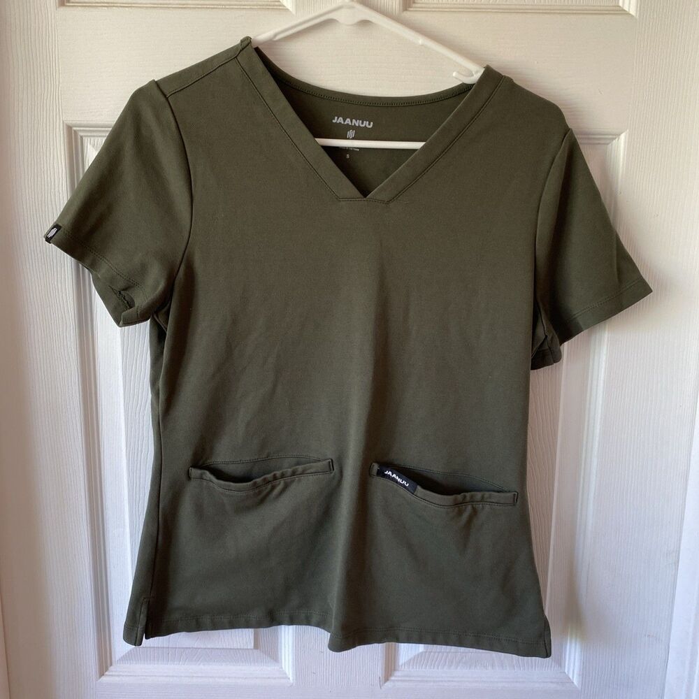 Jaanu Women’s Scrub Set Green Top Size Small Bottoms Small Tall Stretch